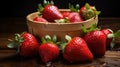 Strawberries nestled in a wooden basket Royalty Free Stock Photo