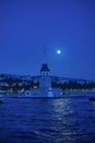 The Maiden's Tower at Night in Istanbul, Turkey