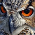 Close Up of Owl With Orange Eyes Royalty Free Stock Photo