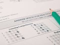 Close-up photograph of a perfect grade on a scantron test Royalty Free Stock Photo