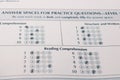Close-up photograph of a perfect grade on a scantron test Royalty Free Stock Photo