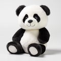 Soft-edged Stuffed Panda Bear - Black-and-white Graphic Design