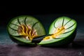 Sliced Avocado on Slate Background