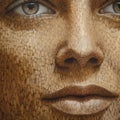 Hyperrealistic Wood Face Photograph And Illustration With Surrealistic Installations