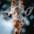 Close up photography captures the elegant features of a giraffe