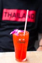 Close up photography of an orange juice cocktail in Thailand