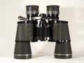 Close-up photography of a pair of vintage black binoculars