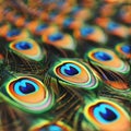 Close up photography of vibrant peacock feathers for stunning background display