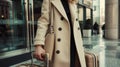 Close-up photos of a Businesswoman Wearing a beige coat.