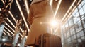 Close-up photos of a Businesswoman Wearing a beige coat.