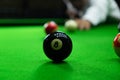 Close-up photos, playing billiard balls, various numbers, stabbing the ball, numbers and green ground