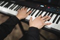 close-up of a pianist's hands while playing the piano Royalty Free Stock Photo