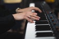 close-up of a pianist's hands while playing the piano Royalty Free Stock Photo