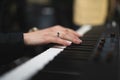 close-up of a pianist's hands while playing the piano Royalty Free Stock Photo