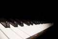 A close up piano key over the dark background. Royalty Free Stock Photo