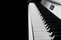 Close up piano and piano keyboard. Black and white
