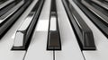 Close-up of piano keyboard. Close frontal view