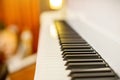 Close up piano keys black and white keys. perspective from piano keyboard. Royalty Free Stock Photo