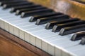 Close-up of piano keys. close frontal view. Royalty Free Stock Photo