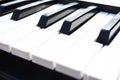 Close-up of piano keys. close frontal view Royalty Free Stock Photo