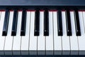 Close-up of piano keys. close frontal view Royalty Free Stock Photo