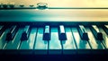 Close-up of piano keys, close up front view. Synthesizer and electronic music. Toned Royalty Free Stock Photo