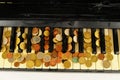 close-up of piano keys