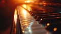 Close-up of piano keys with warm backlight Royalty Free Stock Photo