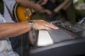 Close up of piano player`s hands Royalty Free Stock Photo