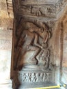 Carvings at ancient caves called Badami caves in India