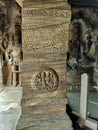 Carvings at ancient caves called Badami caves in India