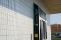 Close Up Of Pick Up Point At A Drive Thru Service. View Of Drive Thru Window Where You Can Pick Up Parcel. Drive Through Window