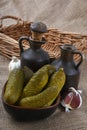 Close up of the pickled cucumber rural Royalty Free Stock Photo