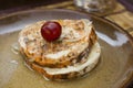 Close up pickled soft camembert cheese and pepper Royalty Free Stock Photo