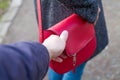 Close up pickpocketing outdoor Royalty Free Stock Photo