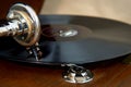 Close up of a pickup from an old gramophone