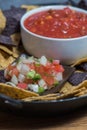 Close up of pico de gallo with chips and salsa Royalty Free Stock Photo