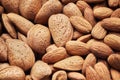 Close up picture of almonds, food background, selective focus