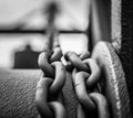 Close up picture of chain in the port