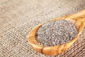 Close up picture of Chia seeds in a wooden spoon. Royalty Free Stock Photo