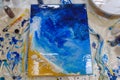 Close-up picture. Colorful background of abstract painting. High quality parts, epoxy resin.