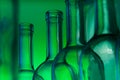 Close-up picture of empty glass wine bottles Royalty Free Stock Photo