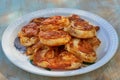 Close up Picture of freshly baked italian style pizza scrolls.