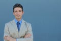 Close up picture of a handsome young elegant business man smiling to the camera Royalty Free Stock Photo