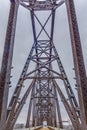 Close up picture of the impressive steel frame structure of the Big Four bridge in Louisville during daytime Royalty Free Stock Photo