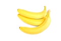 Close-up picture of juicy, ripe and bright yellow bananas on a white background. Colorful and refreshing bananas. Vitamins. Royalty Free Stock Photo