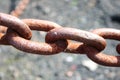 Close Up Picture Of Large Heavy Rusted Iron Chain