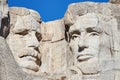 Close up picture of Mount Rushmore National Memorial with Theodore Roosevelt and Abraham Lincoln. Royalty Free Stock Photo