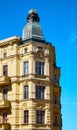 Close up picture of an old corner tenement house on Slaska Street in Szczecin, Poland Royalty Free Stock Photo