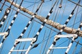 Old sailing ship mast details. Royalty Free Stock Photo